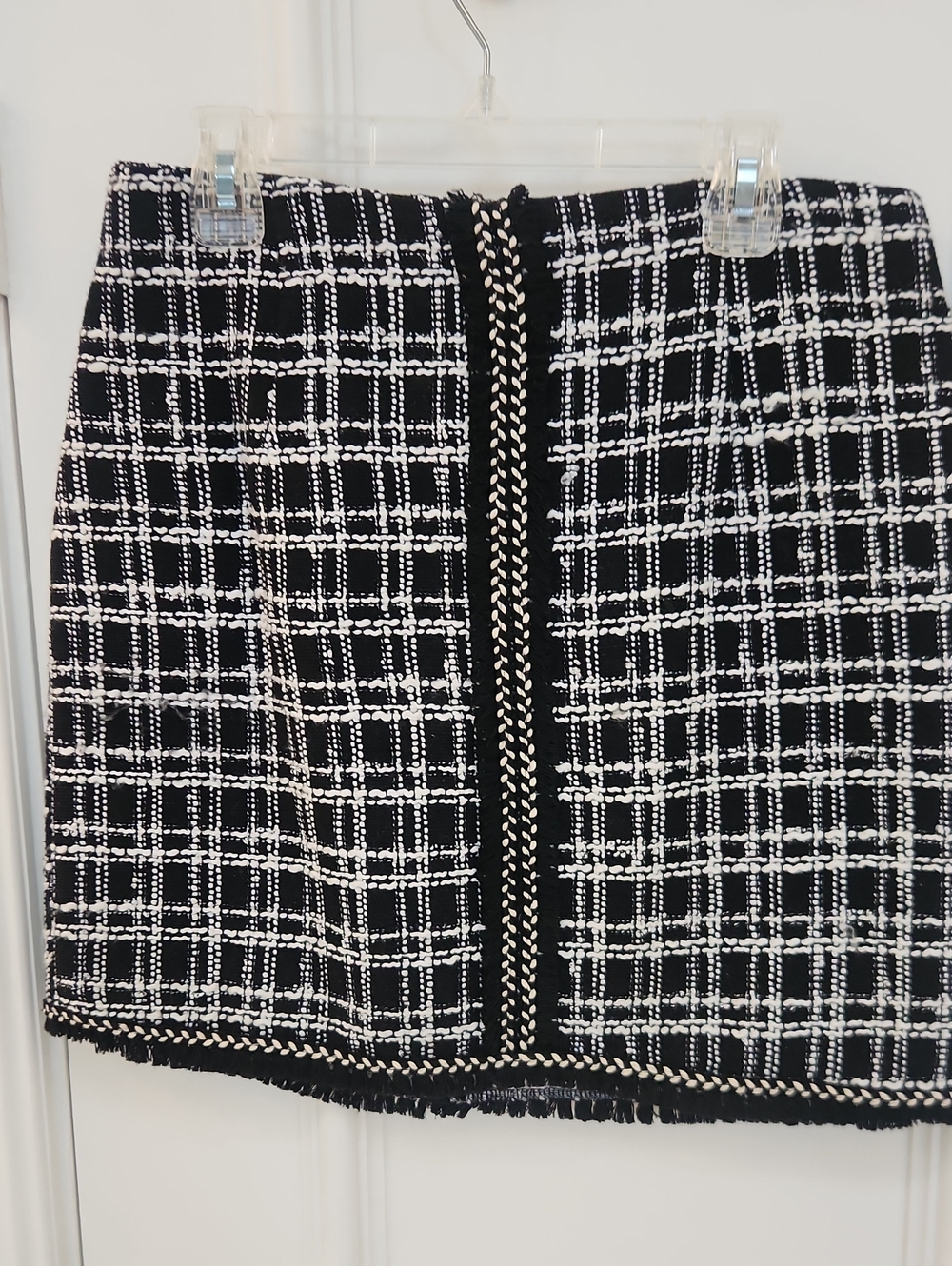 SHEIN Black and White Tweed Plaid Mini Skirt